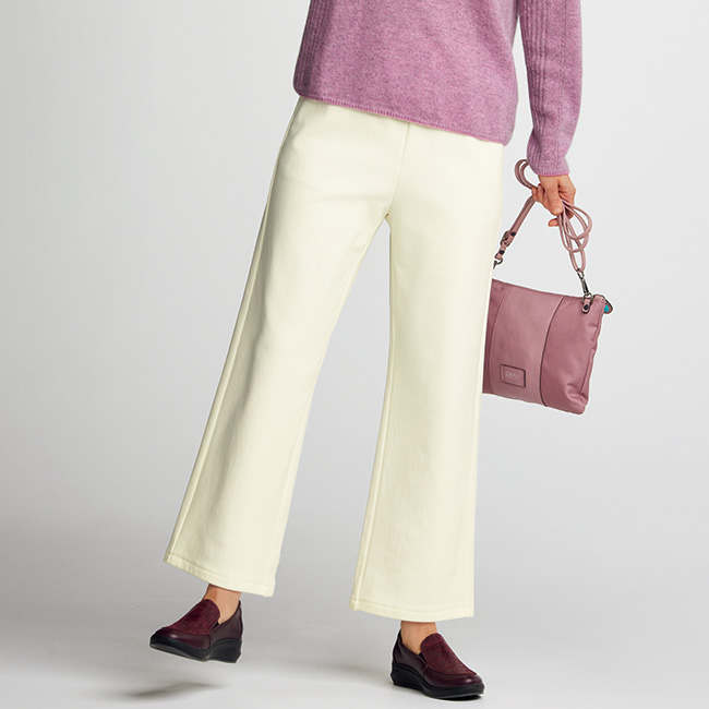 細畝コーデュロイ裏起毛セミワイドパンツ