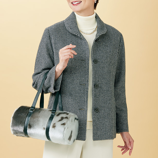 尾州織ハチスツイードウール混ジャケット