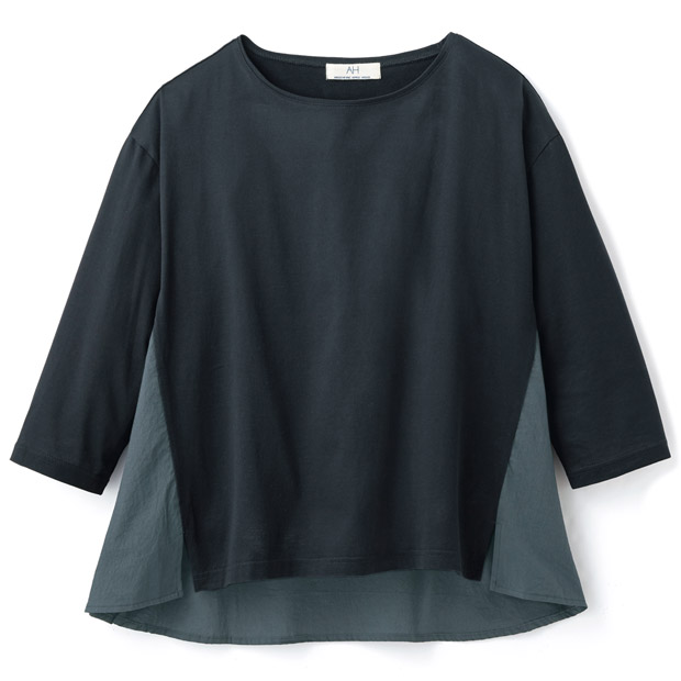 布帛使いのデザインTシャツ／七分袖