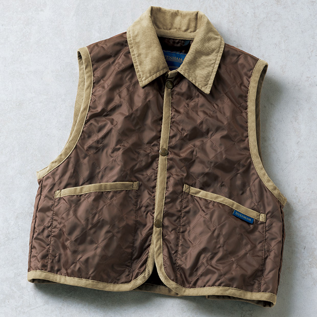 襟付きキルティングジレ