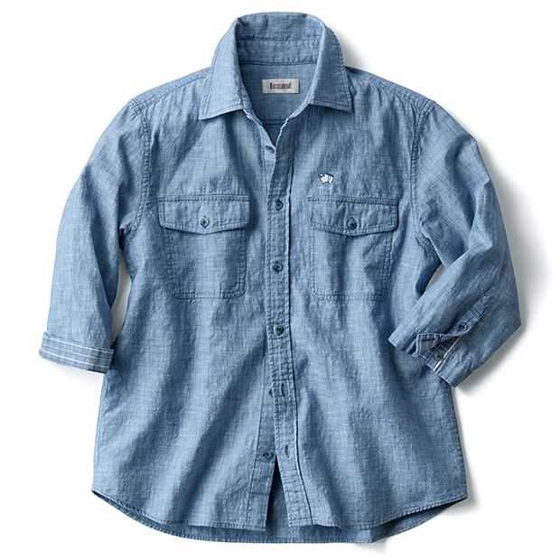 大人のブリーチドダンガリー七分袖シャツ／レディス