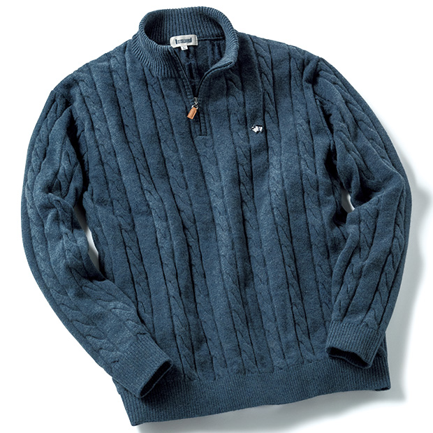 ラムウールハーフジップセーター