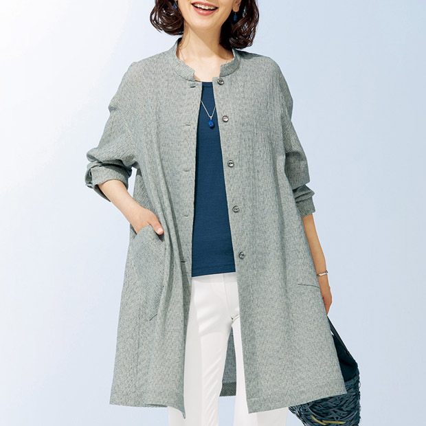 綿シルク絣シャツジャケット
