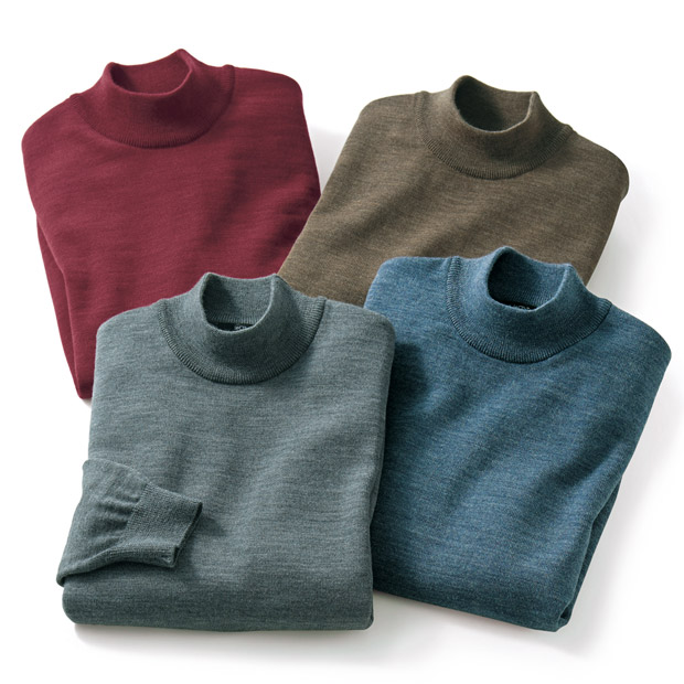 洗えるわた染めウール･ハイネックセーター