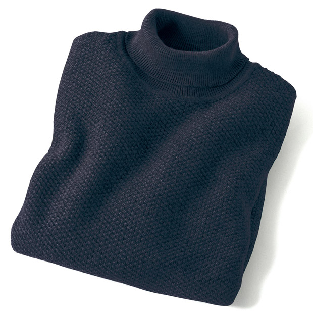 コットンネック･洗えるウール鹿の子セーター