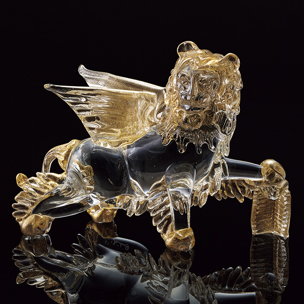 ムラーノガラスの金獅子