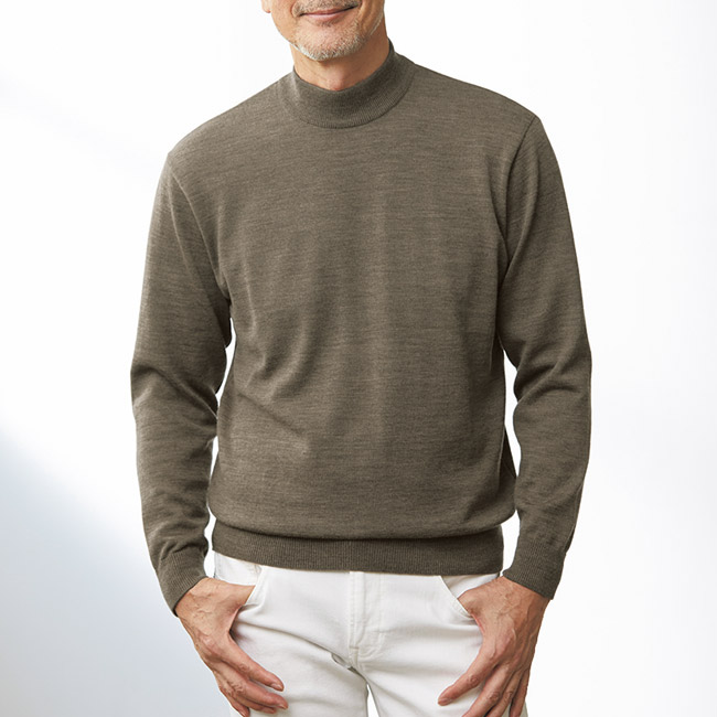 洗えるわた染めウール･ハイネックセーター