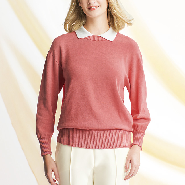 襟付きニットプルオーバー