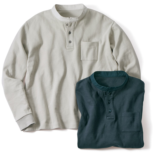 なめらか接結天竺の襟付きプルオーバー