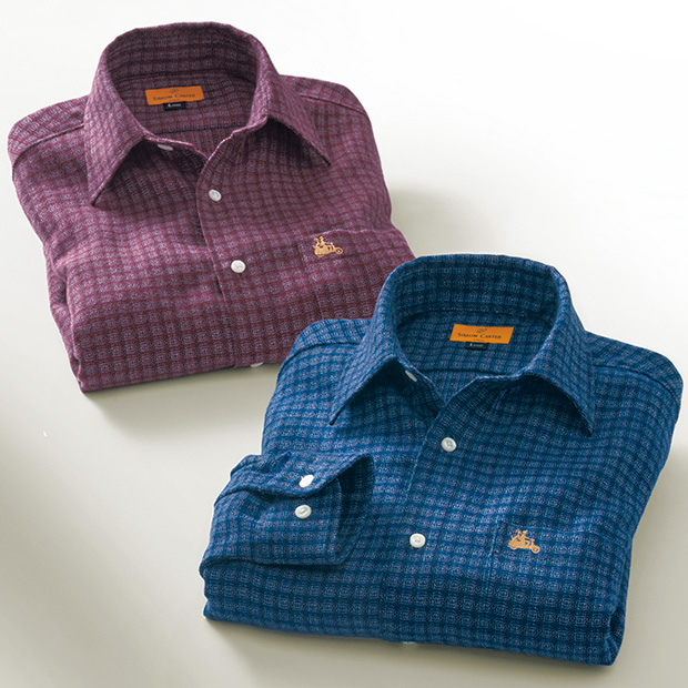 洗える両面起毛ウール･メランジチェックシャツ