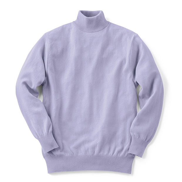 ピュアカシミヤ2色ミックスハイネックセーター