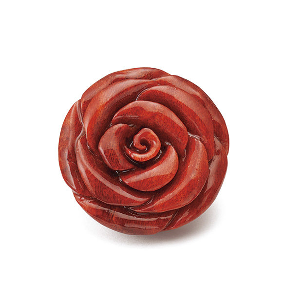 オオイソバナ珊瑚バラ彫りブローチ