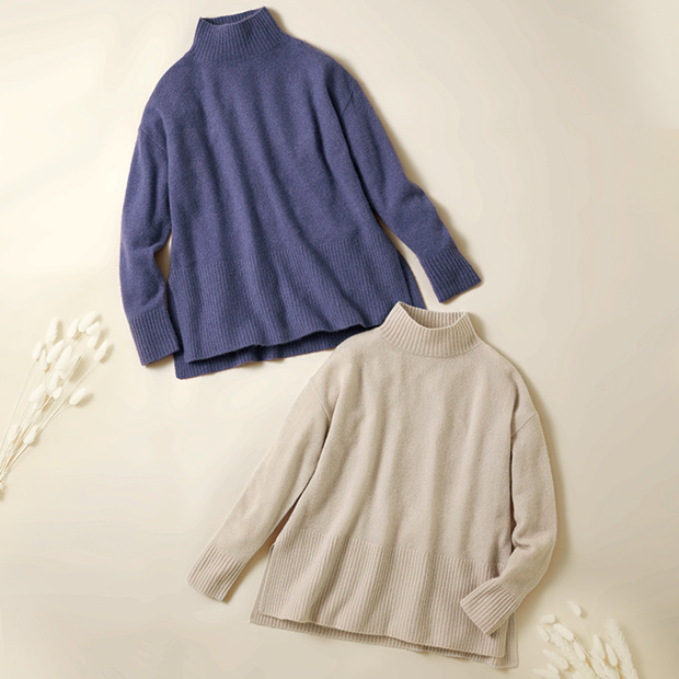 カシミヤゆったりプルオーバー