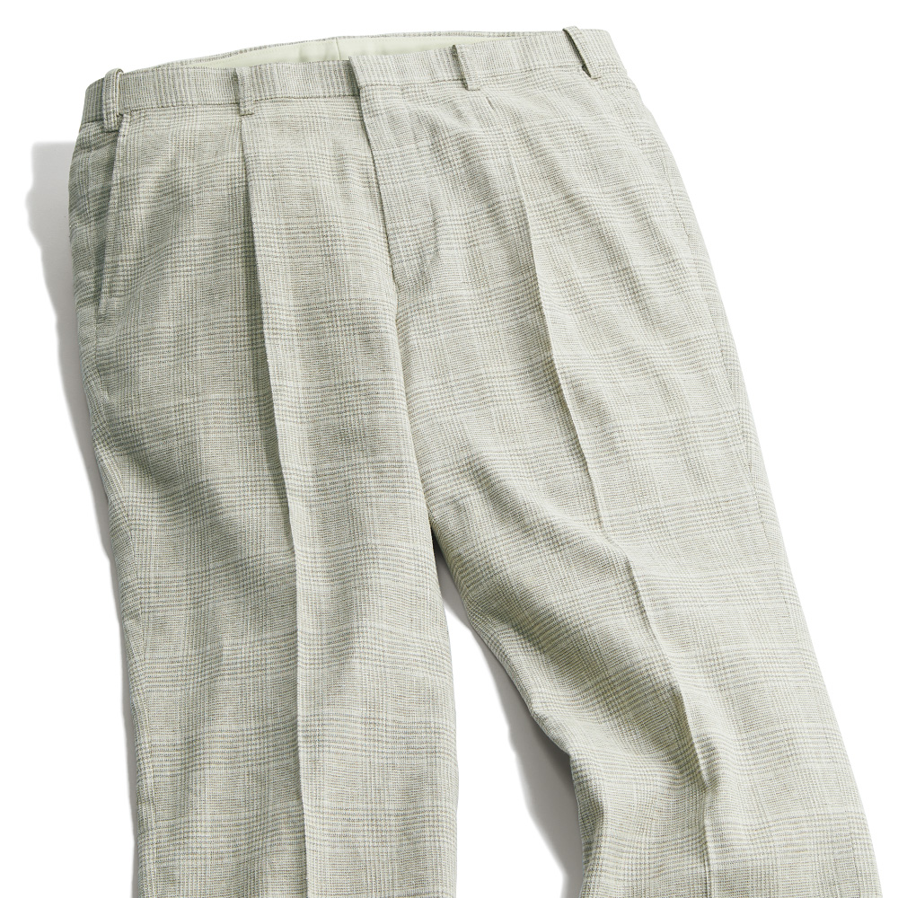 麻混グレンチェック･涼美スラックス