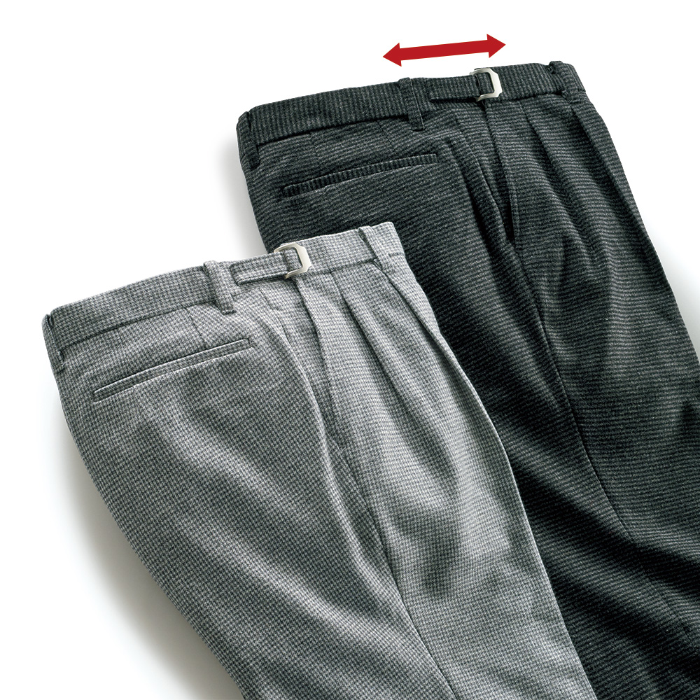 新･大人の真定番ウール混千鳥格子スラックス