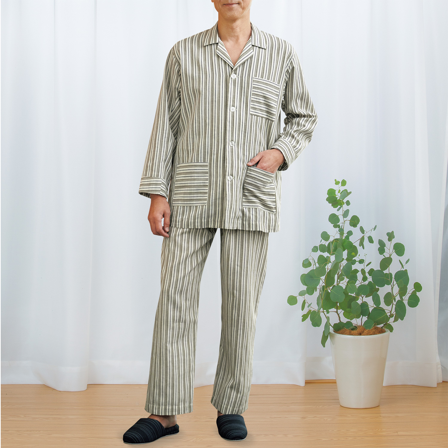 豊田式力織機で織った伊勢綿麻のパジャマ（紳士用）