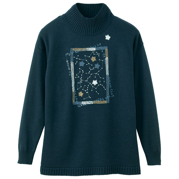 刺しゅう使いロングプルオーバー