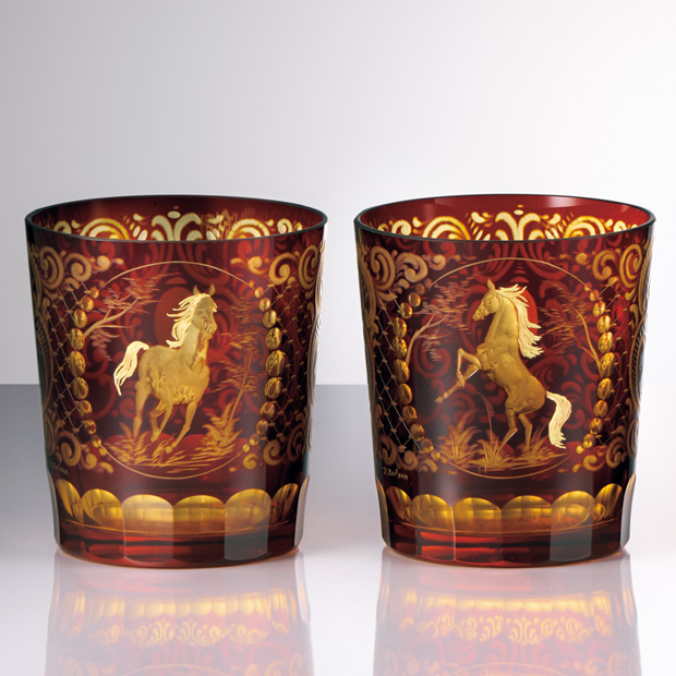 ロックグラスペアセット「金色の駿馬」