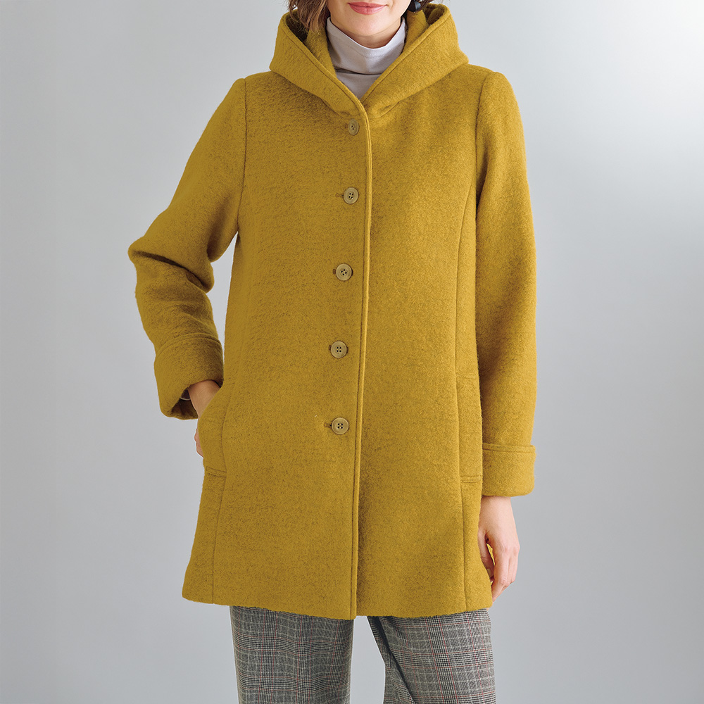 イタリア製生地フード付きハーフコート