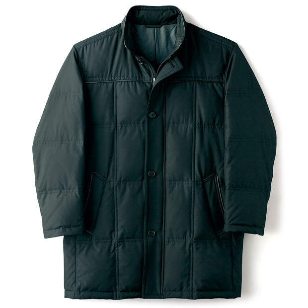 羽二重シルクのダウンハーフコート