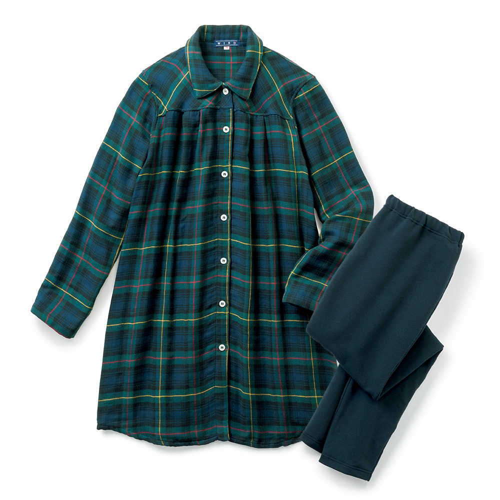 チェック柄起毛ルームウェア