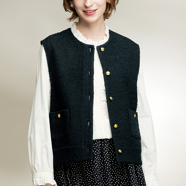 からみ織り金色ボタン使いベスト