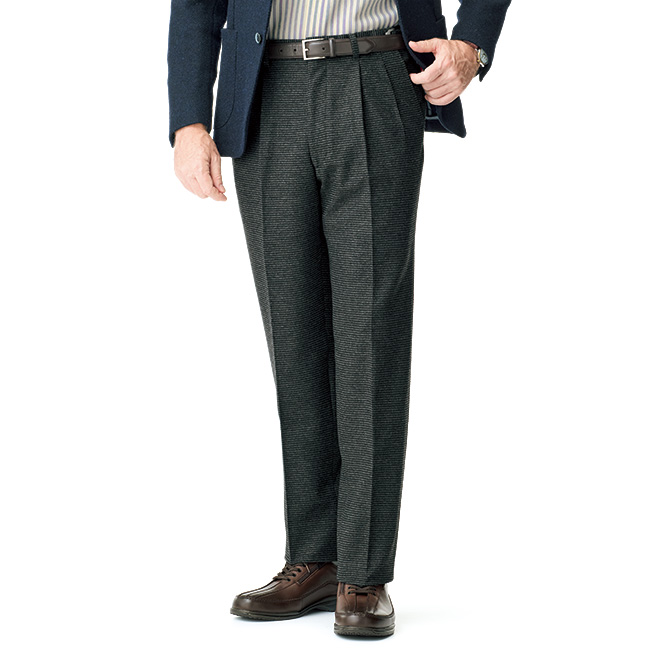 新･大人の真定番ウール混千鳥格子スラックス