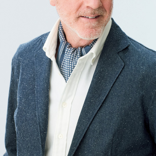 洗えるシルクニットスカーフ／スクエアドット