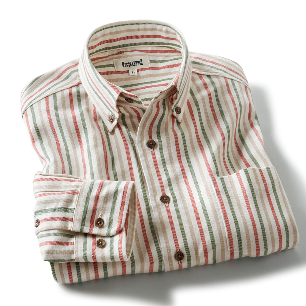 ウインターコットン・スリーカラーラインシャツ