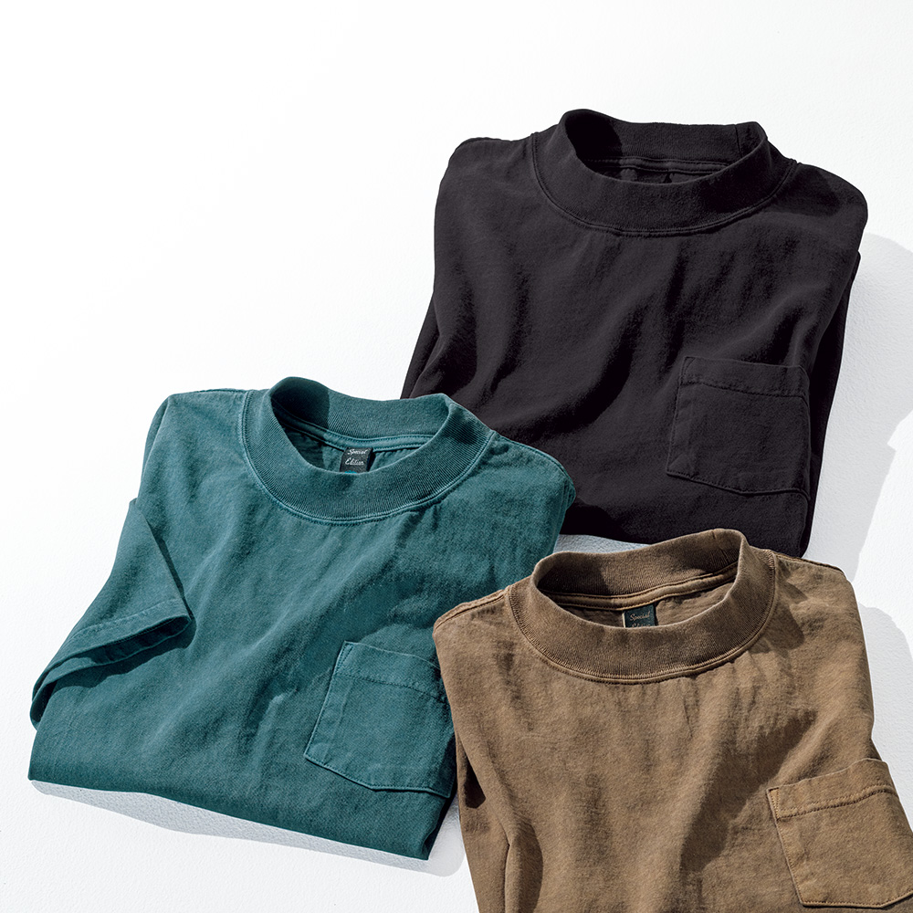 米綿ミッドネック半袖Tシャツ