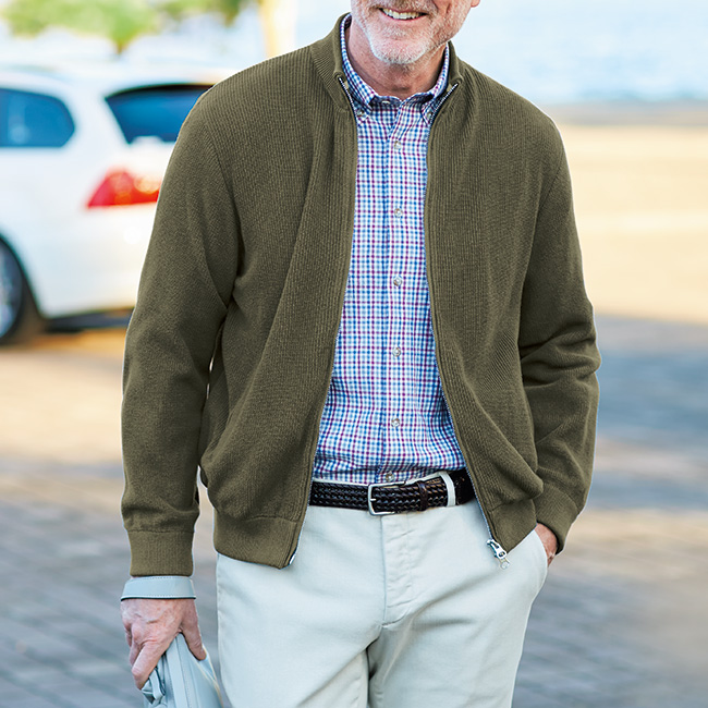 リネンラミー混･ドライバーズニットブルゾン