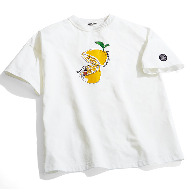 ニット襟ぐりデザインTシャツ