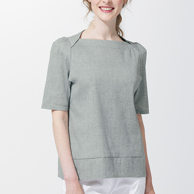 ビワコットンのボートネックTシャツ