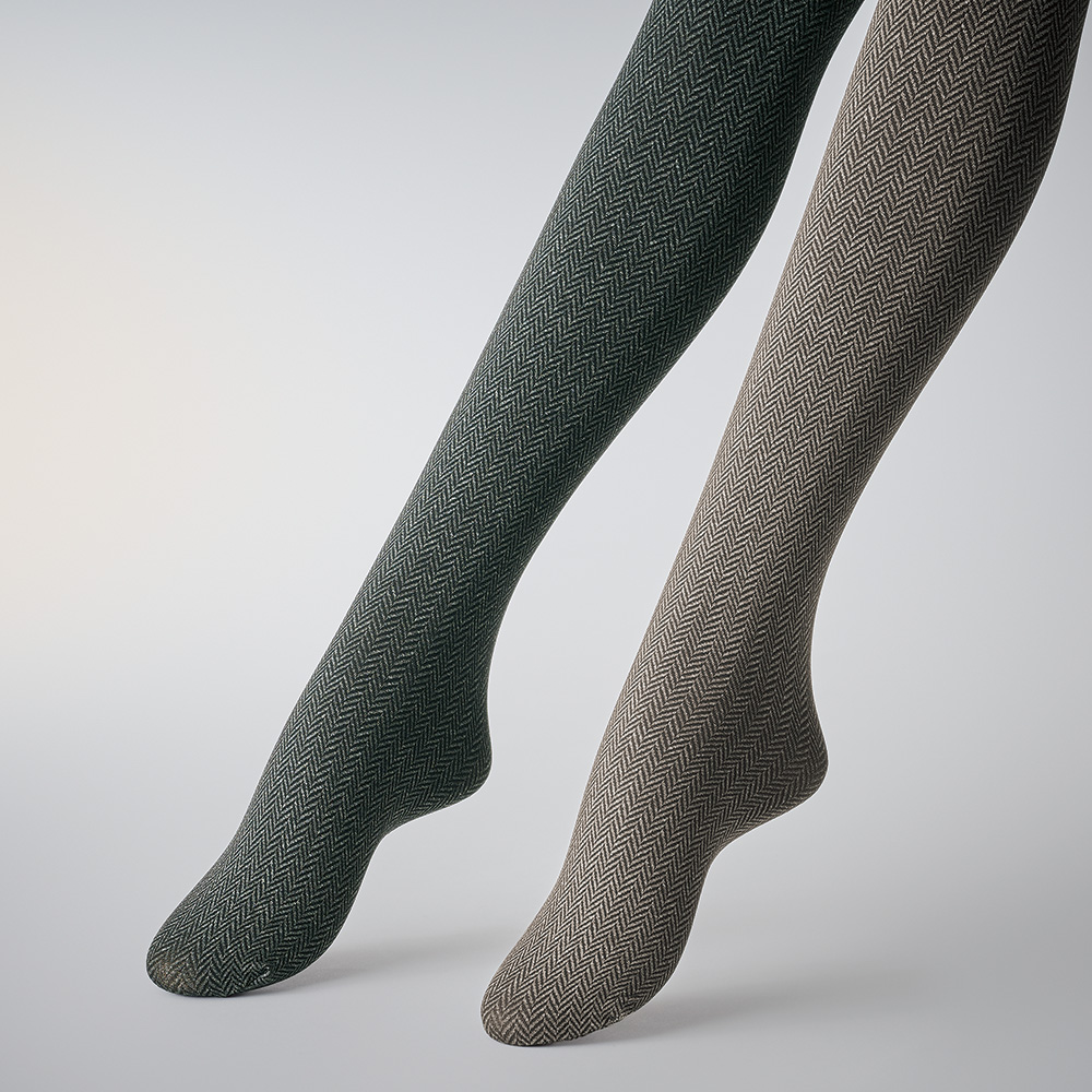 ヘリンボーンジャカードタイツ