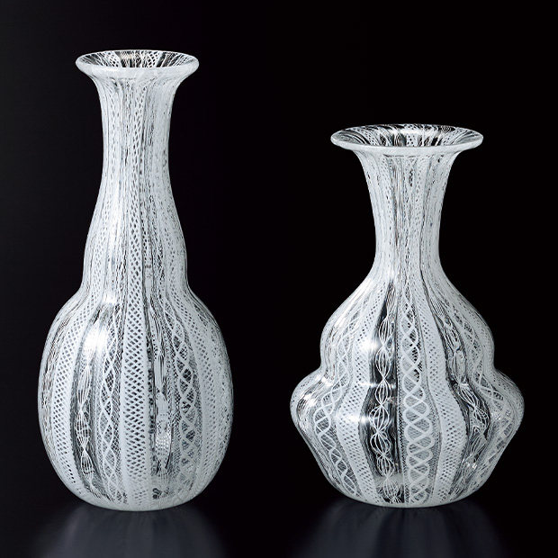 ムラーノガラスのザンフィリコ花瓶／ビアンコ