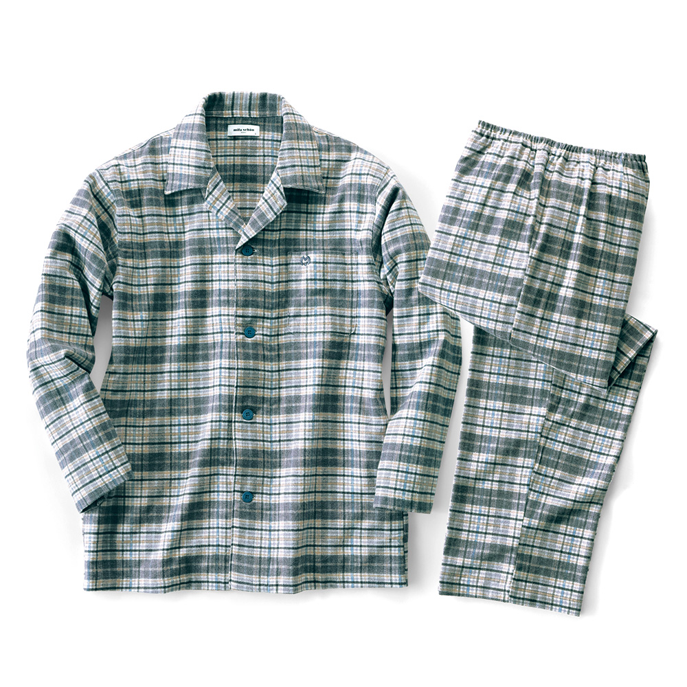 中空糸使いの暖かネルチェックパジャマ