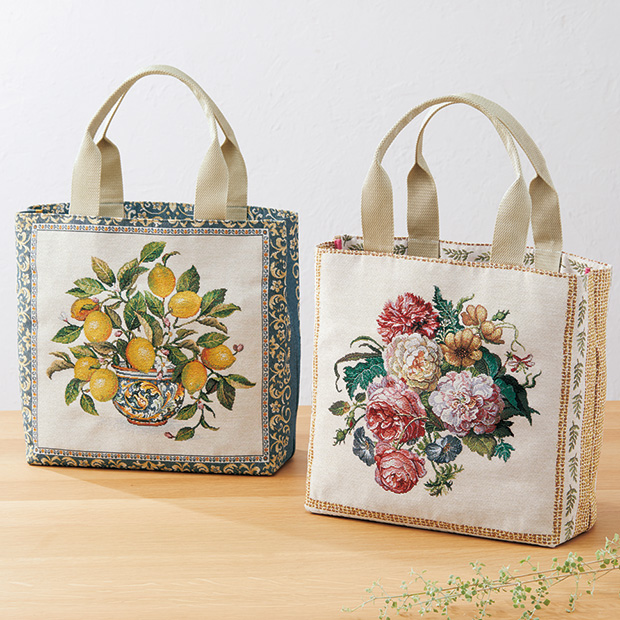 スペイン製ジャカード生地を使ったトートバッグ