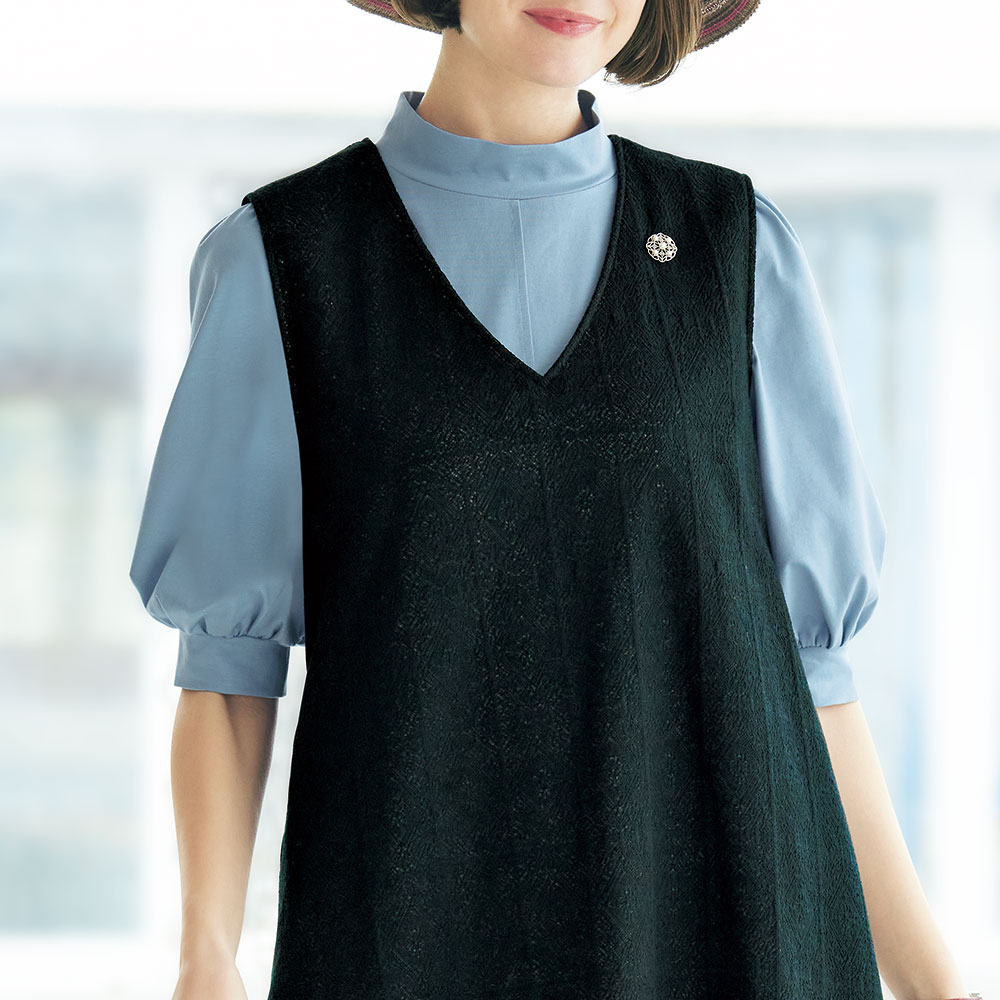 シルケット天竺パフスリーブプルオーバー