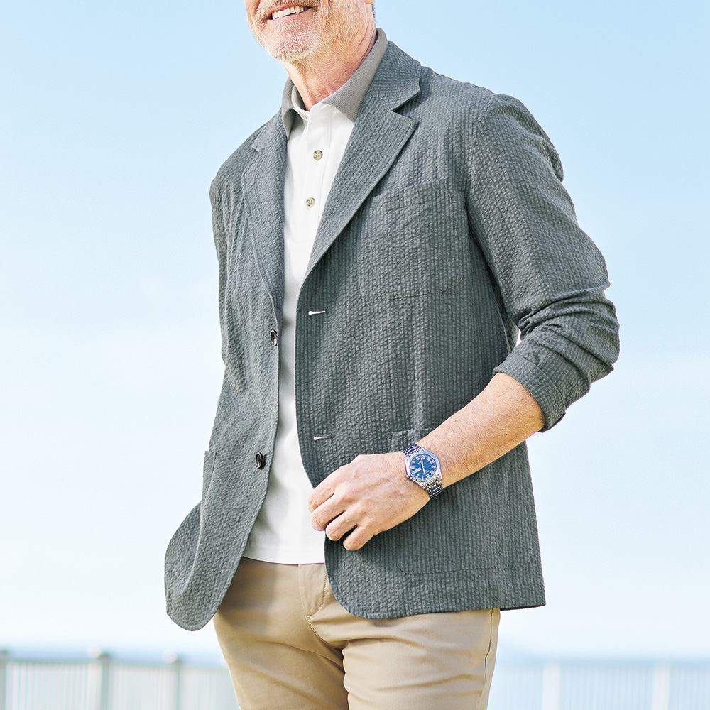 トップグレー･シアサッカージャケット