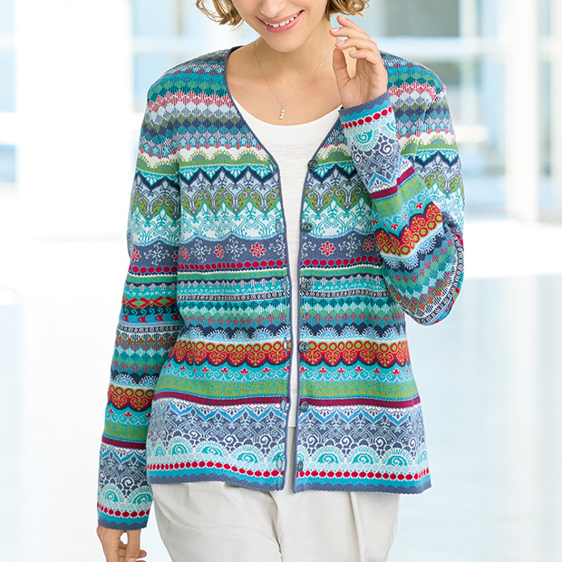 コットンジャカードカーディガン