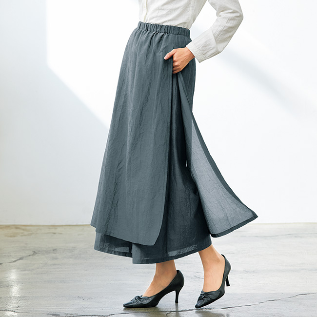 シルク混タバードパンツ