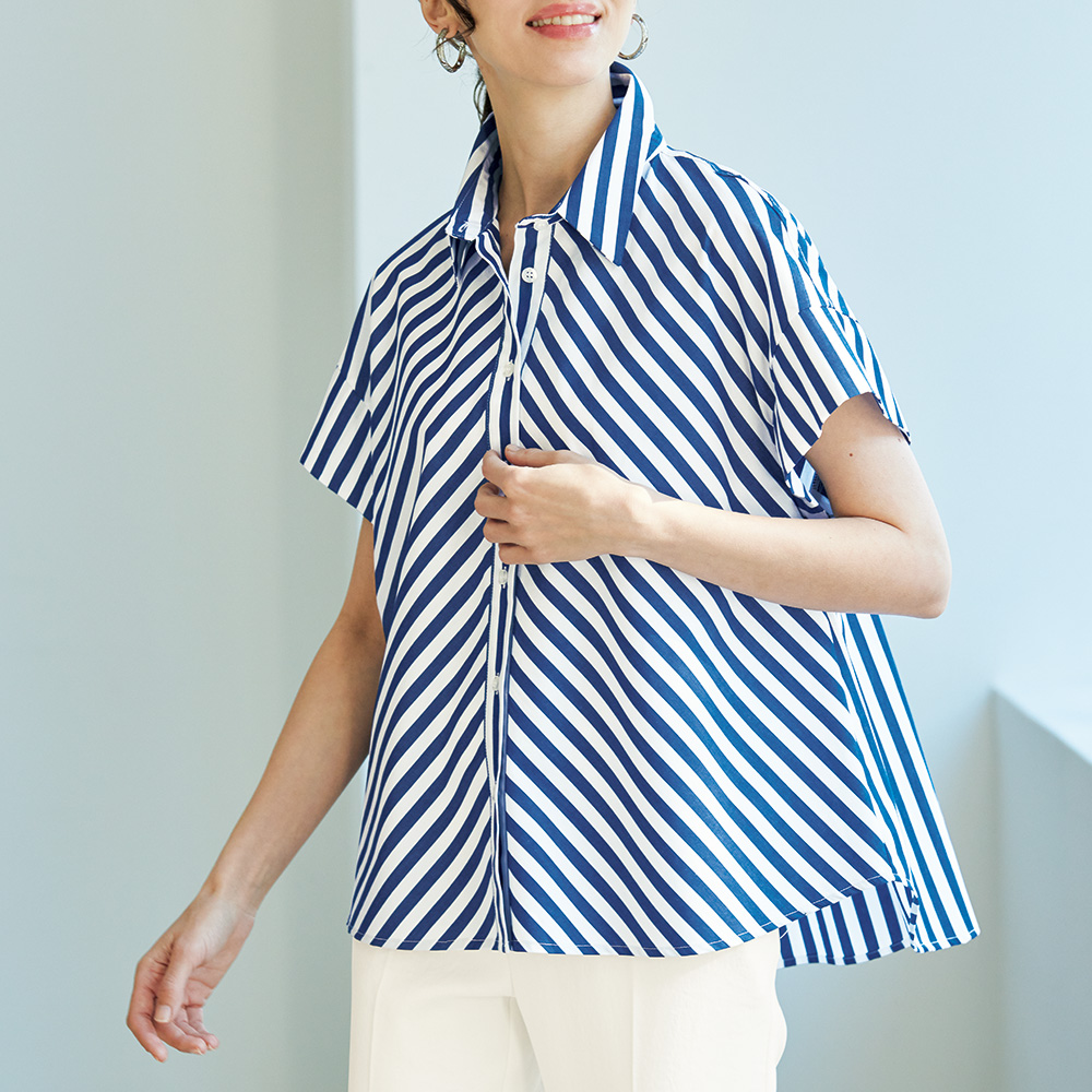 バイアスストライプシャツ