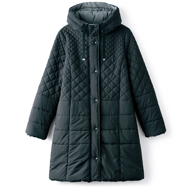 変形ダイヤ柄キルティングコート