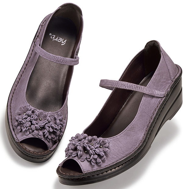 レザーフラワーシューズ