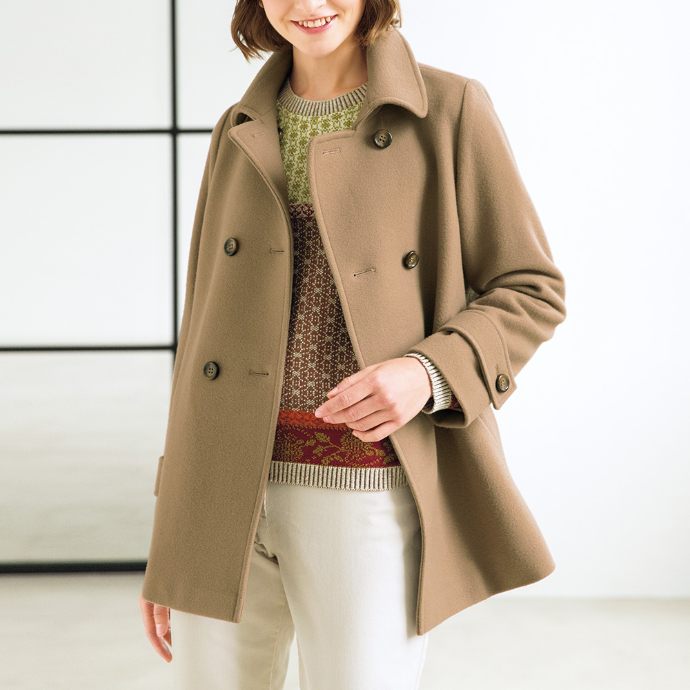 軽やかウールピーコート