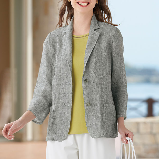 麻からみ織り涼感テーラージャケット