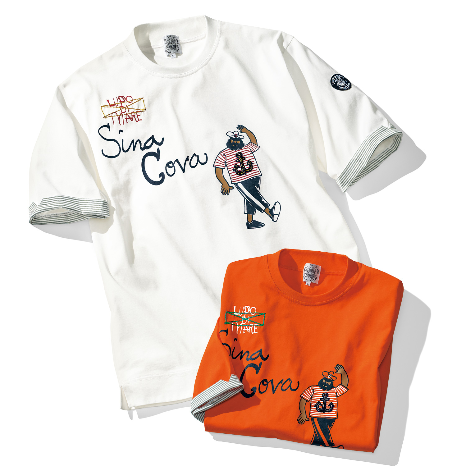 デザインモックネックTシャツ／男女兼用