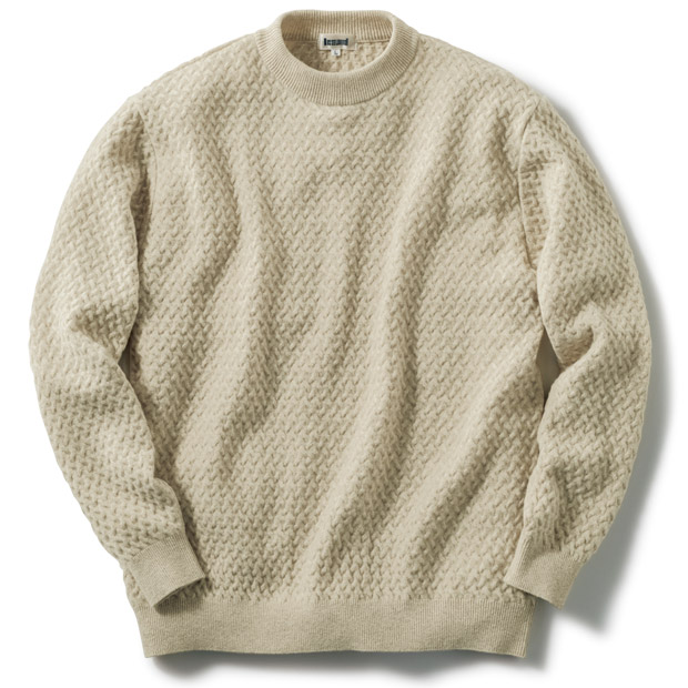 エクストラファインメリノ･ケーブル編みモックネックセーター