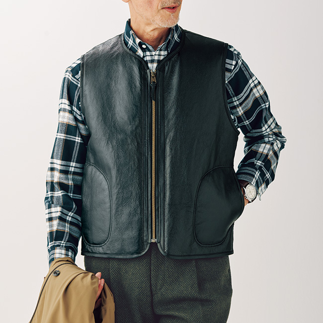 銀面付きカシミヤヘアベスト