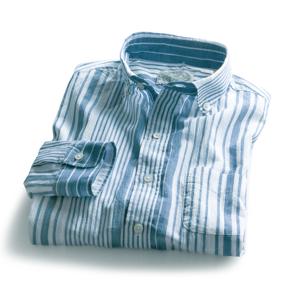 播州織涼やか素材のストライプシャツ